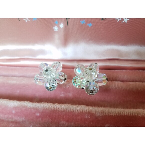 Aurora Borealis Crystal Clip-on Earrings - Picture 2 of 10
